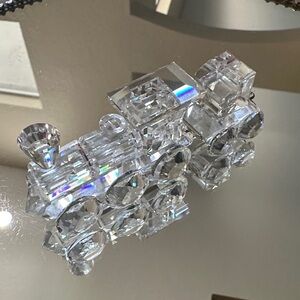 Swarovski Silver Crystal  Locomotive Train & Tender Car Retired Collection & Box